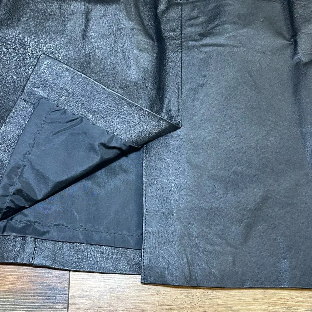Vintage Black Leather Pencil Skirt 1980s 80s Rock Chic Office Siren Dark